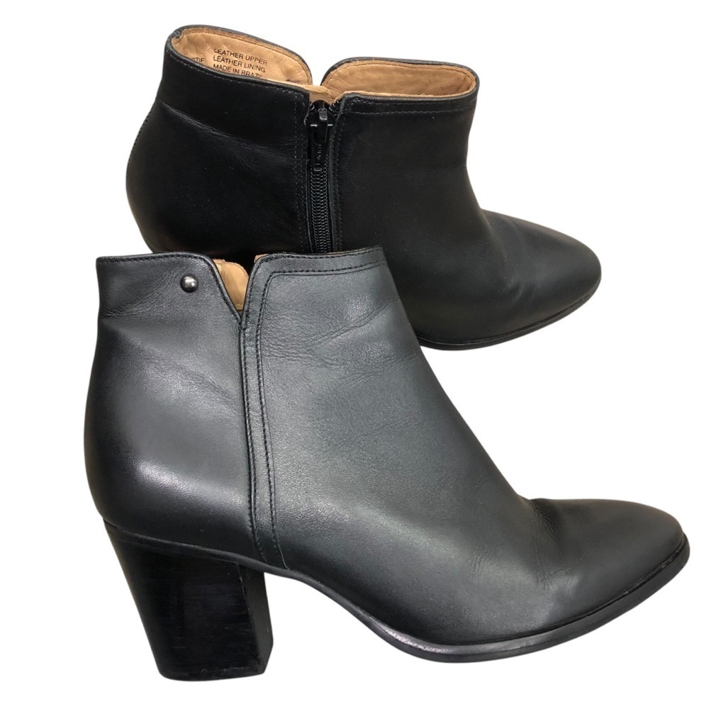 Driver Club USA St James Leather Comfort Boot Sz 8 Black Block Heel Minimalist